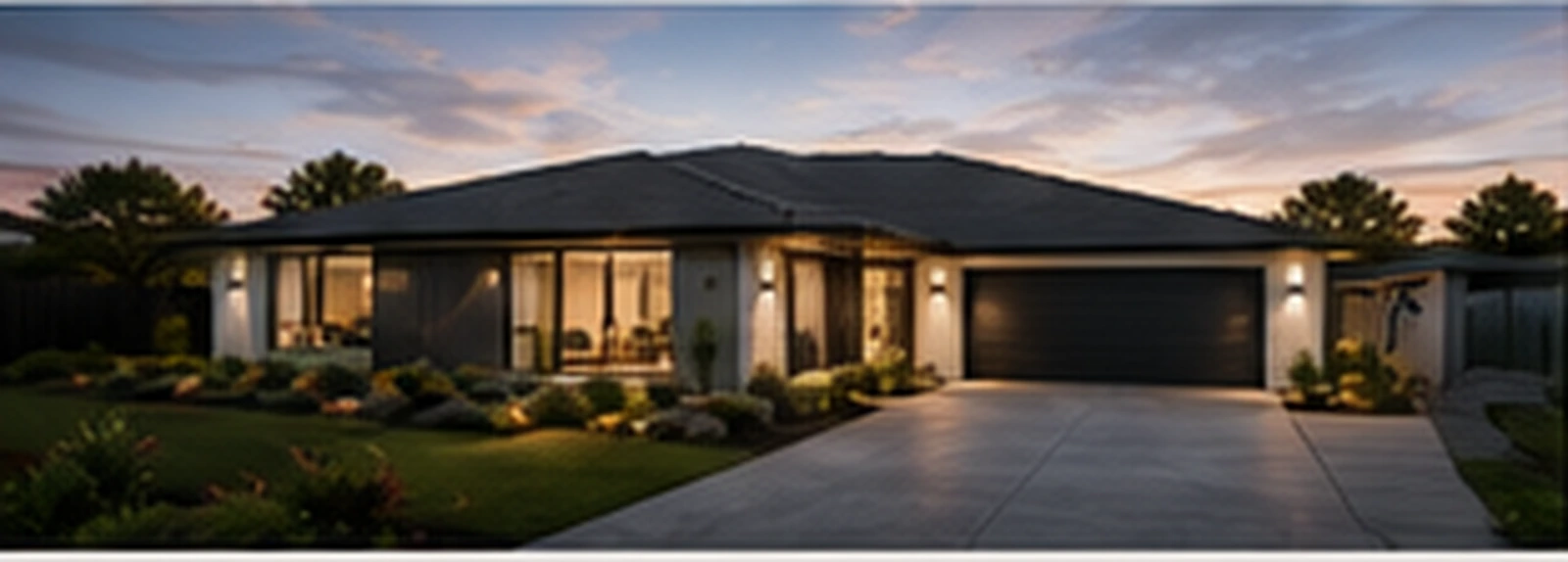 Contemporary single-level standalone home with landscaped front garden