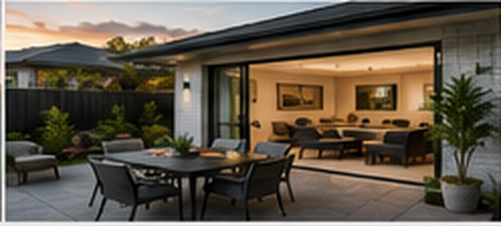 Landscaped private outdoor entertaining area